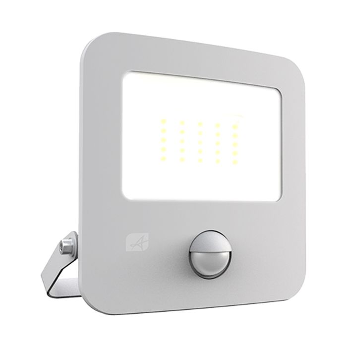 Ansell Zion LED Polycarbonate Floodlight - PIR - 20W Warm White - White