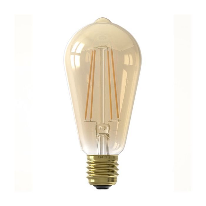 Calex 425420 6W Filament LED dimmable Rustic ST64 Lamp E27 2100K Gold