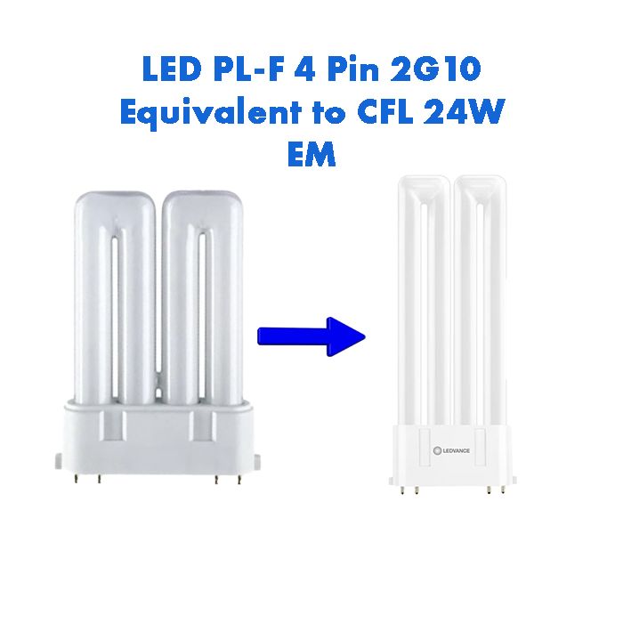 EM LED PL-F Equivalent to 24W CFL 4 Pin 2G10 
