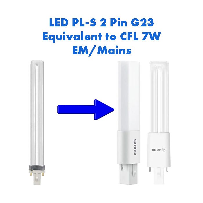 EM LED PL-S Equivalent to 7W CFL 2 Pin G23
