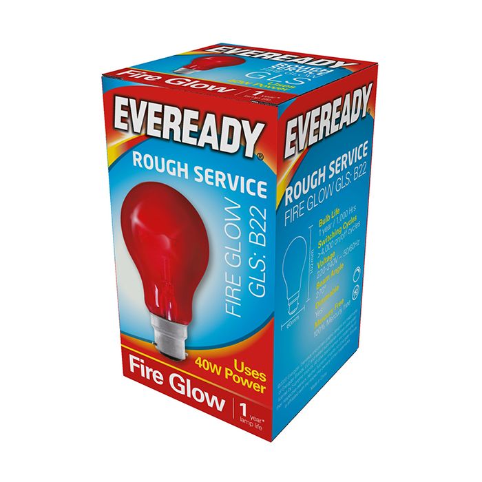 Eveready Rough Service 40W Fire Glow GLS B22