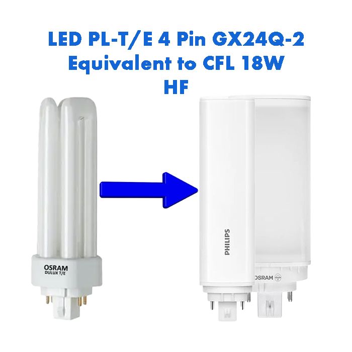 HF LED PL-T/E Equivalent to 18W CFL 4 Pin GX24Q-2