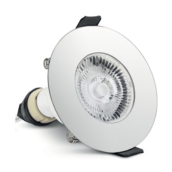 Integral LED ILDLFR70D017 Polished Chrome Round 85mm Fire-Rated IP65 Downlight with GU10 Holder