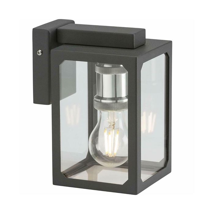 MLA Knightsbridge LANTBK Anthracite E27 Wall Mounted Lantern Fitting IP23 Max 40W
