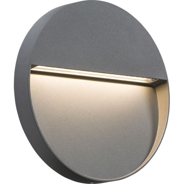 ML Knightsbridge LWR4G Grey Aluminium Round 220mm Surface Mount Wall Guide LED Light IP44 4W