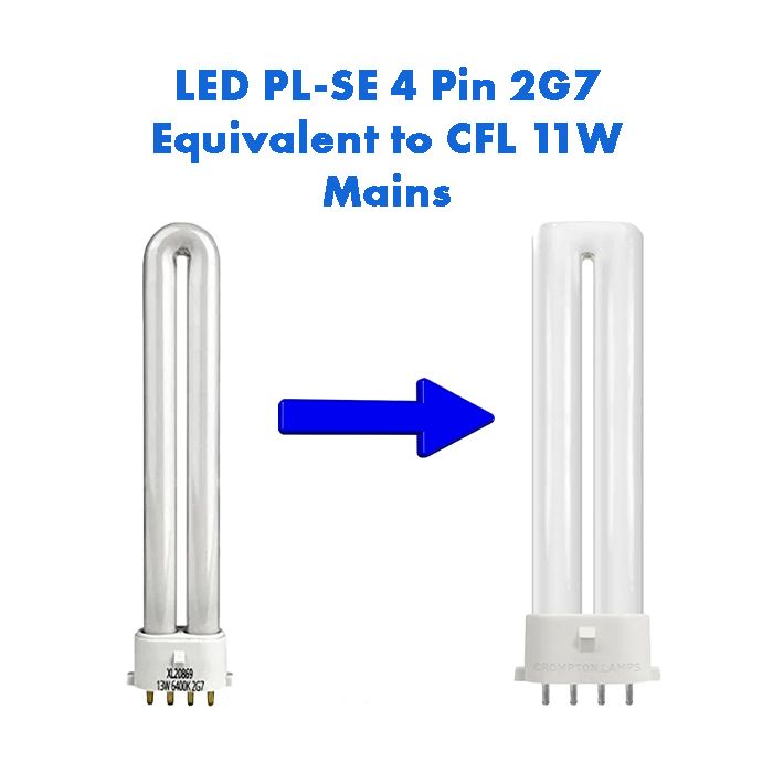 Mains LED PL-S/E Equivalent to 11W CFL 4 Pin 2G7