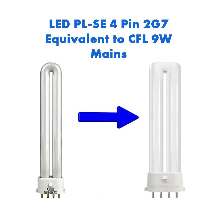 Mains LED PL-S/E Equivalent to 9W CFL 4 Pin 2G7