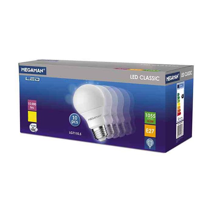 Megaman LED E27 Opal GLS 9.6W Warm White 10PACK