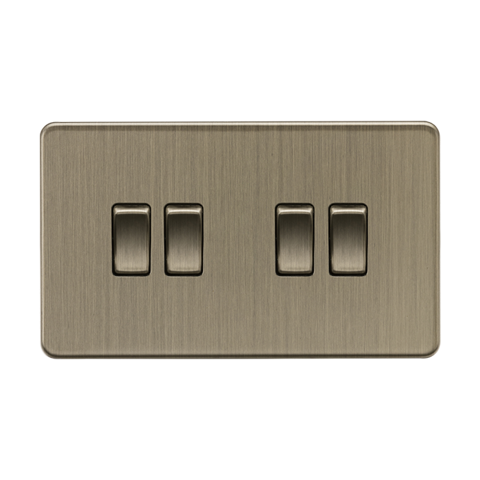 ML Accessories Antique Brass 4 Gang 2-Way Screwless Switch