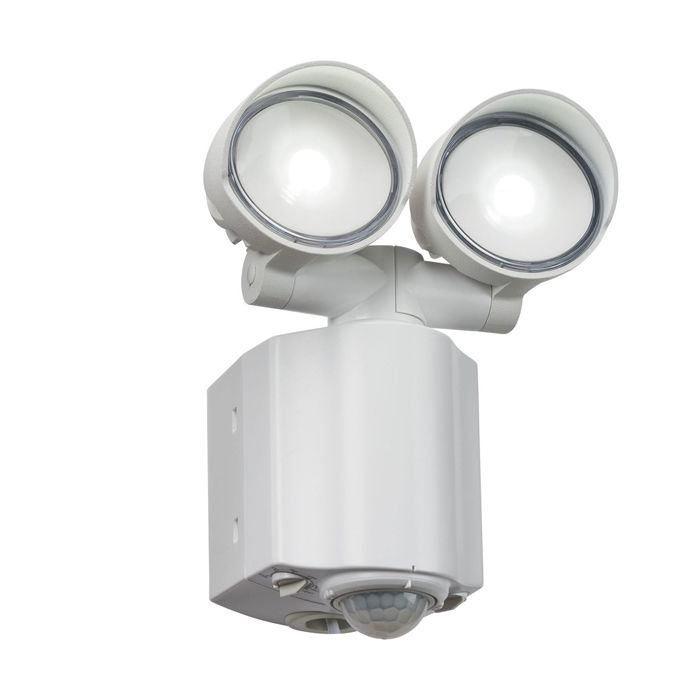 ML Knightsbridge FL16W White Polycarbonate & Aluminium Twin LED Security Floodlight IP44 2x 8W