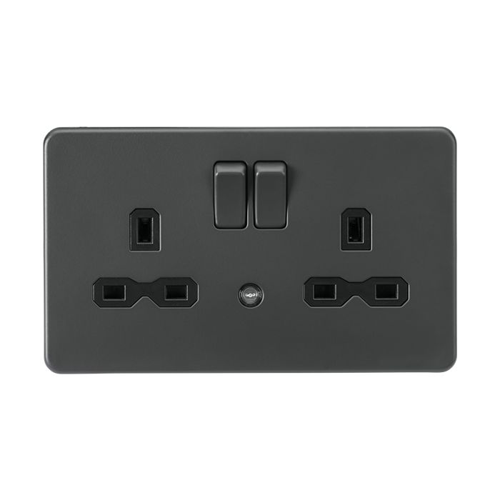 MLA 2 Gang Anthracite Socket With Built In Night Light