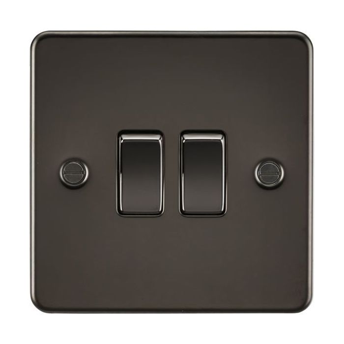 MLA Flat Plate Gunmetal 2G Two Way Switch