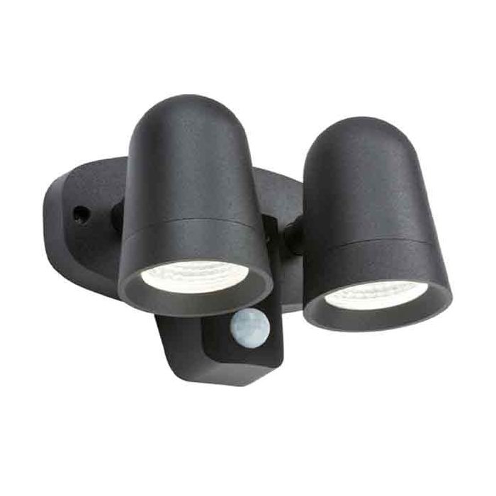MLA IP65 18W LED Black Twin Spot with PIR