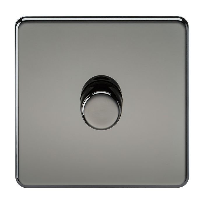MLA Knightsbridge Screwless 1 Gang 2-way 10-200W (5-150W LED) Intelligent Dimmer Black Nickel 