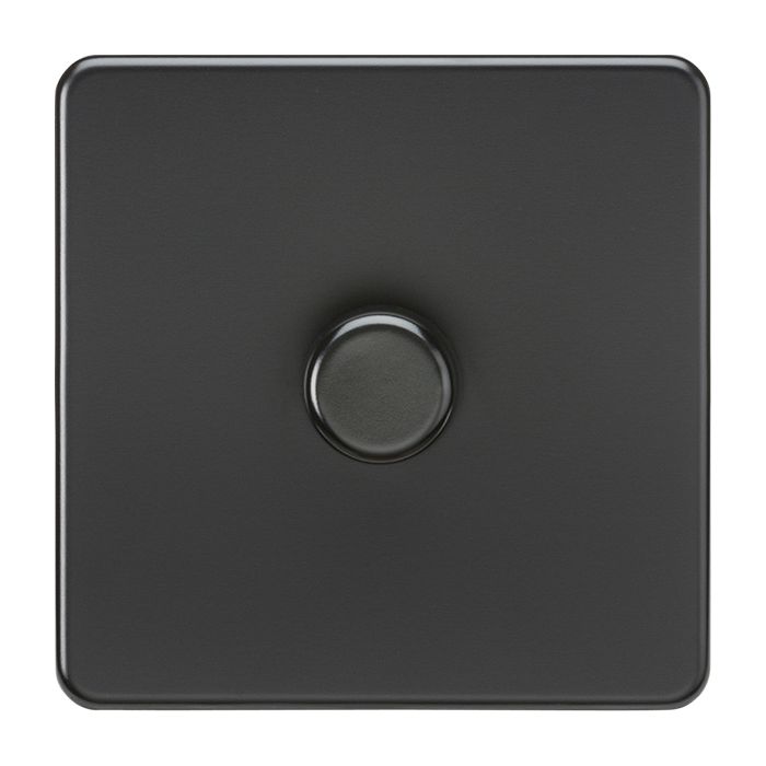MLA Knightsbridge Screwless 1 Gang 2-way 10-200W (5-150W LED) Intelligent Dimmer Matt Black