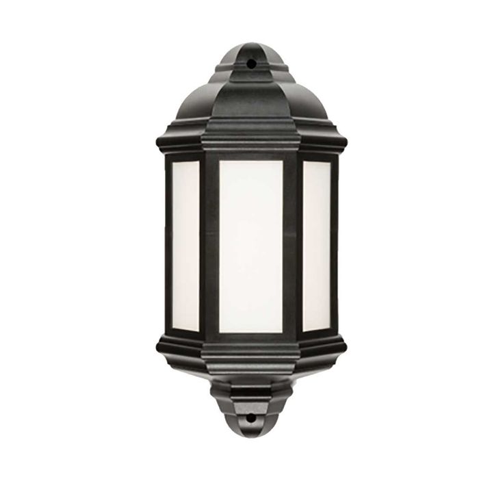 MLA Knightsbridge LANT3 Black Polycarbonate LED Outdoor Half Wall Lantern IP54 Cool White 8W