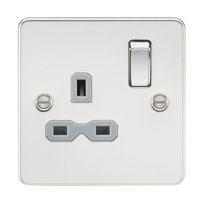 MLA Polished Chrome 1 Gang Socket With Grey Inserts 