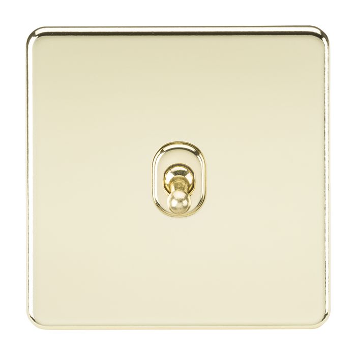 MLA Screwless 10AX 1G Intermediate Toggle Switch - Polished Brass