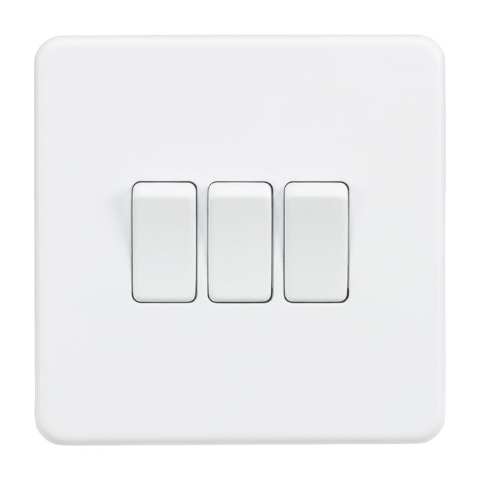 MLA Screwless 10AX 3G 2-Way Switch - Matt White