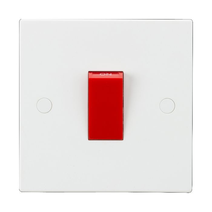 MLA Knightsbridge SN8331 Square Edge White Plastic 1G Size Double Pole Cooker Switch 45A