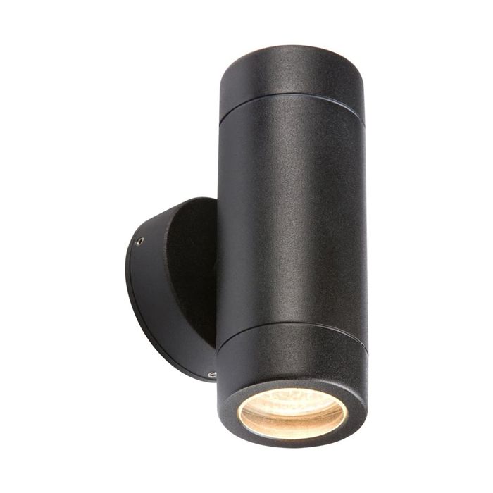 MLA Knightsbridge WALL2LBK Black Aluminium Up & Down GU10 Wall Light Fitting IP65 2 x 35W 230V