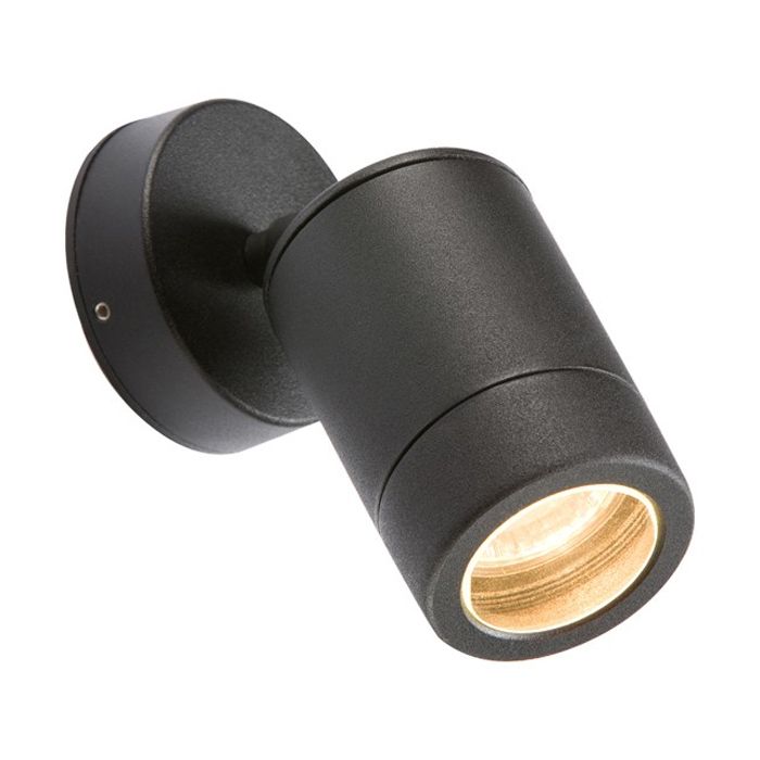 MLA Knightsbridge WALL3LBK Black Aluminium Adjustable Single GU10 Wall Light Fitting IP65 35W 230V