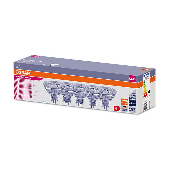 Osram Parathom 4.9W Dimmable LED MR16 Spot 36D 4000K 5 Pack