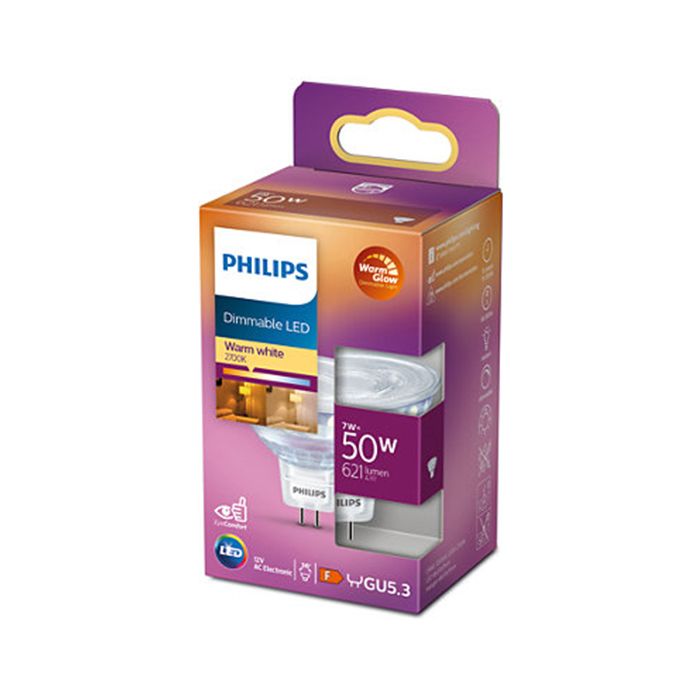 Philips 7W (50W) Warm Glow Dimmable MR16 Spot 2700K