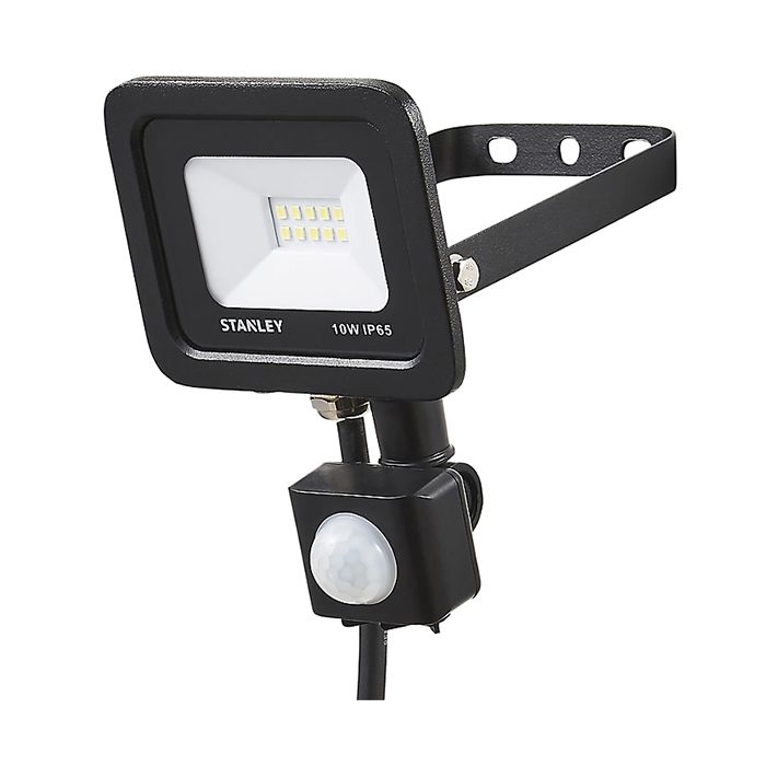 Stanley 10W LED Slimline Floodlight Black with PIR