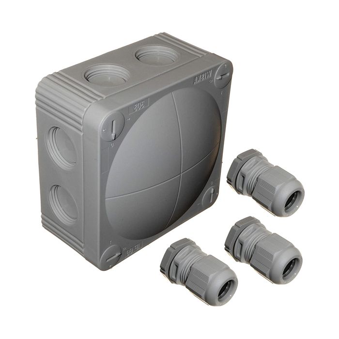 WISKA Combi Junction Box Grey IP67 76mm x 76mm x 51mm