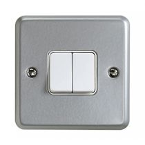 MK Logic Aluminium 10A 2Gang 2 Way SP Switch