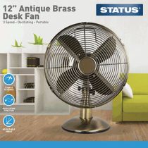 Status Brass Antique 12" Desk Fan