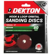 Dekton 5Pc Hook And Loop Orbital Sanding Disc (Card Sleeve) DT80706