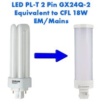 EM/Mains LED PL-T Equivalent to 18W CFL 2 Pin GX24D-2