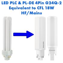 HF/Mains LED PL-C & PL-DE Equivalent to 18W CFL 4 Pin G24Q-2 