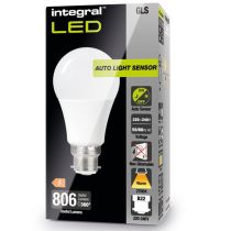 Integral 8W LED Dusk to Dawn GLS/A60 Light Bulb B22
