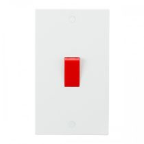 ML Knightsbridge SN8332 Square Edge White Plastic 2G Size Double Pole Cooker Switch 45A