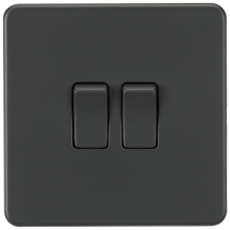 ML Accessories Anthracite 2 Gang 2-Way Screwless Switch