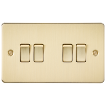 ML Accessories Brushed Brass 4 Gang 2-Way Flat Plate Switch