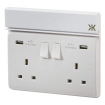 MLA Knightsbridge 2GPHW White Fold Away Phone Holder Shelf for Double Sockets