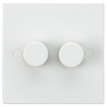 ML Knightsbridge SN2162 Square Edge White Plastic 2 Gang LED Ready Leading Edge Dimmer Switch