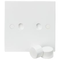 ML Knightsbridge SN2DIM (10 Pack) Square Edge White 2 Gang Dimmer Plate With Knob
