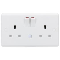 MLA 2 Gang Matt White Socket With Built In Night Light
