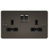 MLA Gunmetal 2 Gang Socket With Black Inserts