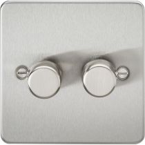 MLA Knightsbridge Flat Plate 2 Gang 2 way 10-200W (5-150W LED) Trailing Edge Dimmer Brushed Chrome