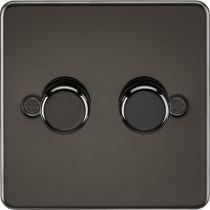 MLA Knightsbridge Flat Plate 2 Gang 2 way 10-200W (5-150W LED) Intelligent Dimmer Gunmetal