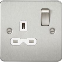 MLA-Knightsbridge Flat Plate Socket 1 Gang  Brushed Chrome  with White Insert