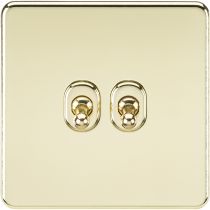 MLA-Knightsbridge Screwless 2 Gang 2 Way Toggle Switch Polished Brass