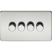 MLA Knightsbridge Screwless 4 Gang 2-way 10-200W (5-150W LED) Intelligent Dimmer Polished Chrome
