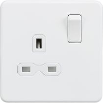 MLA-Knightsbridge Screwless Socket 1 Gang  Matt White  with White Insert 